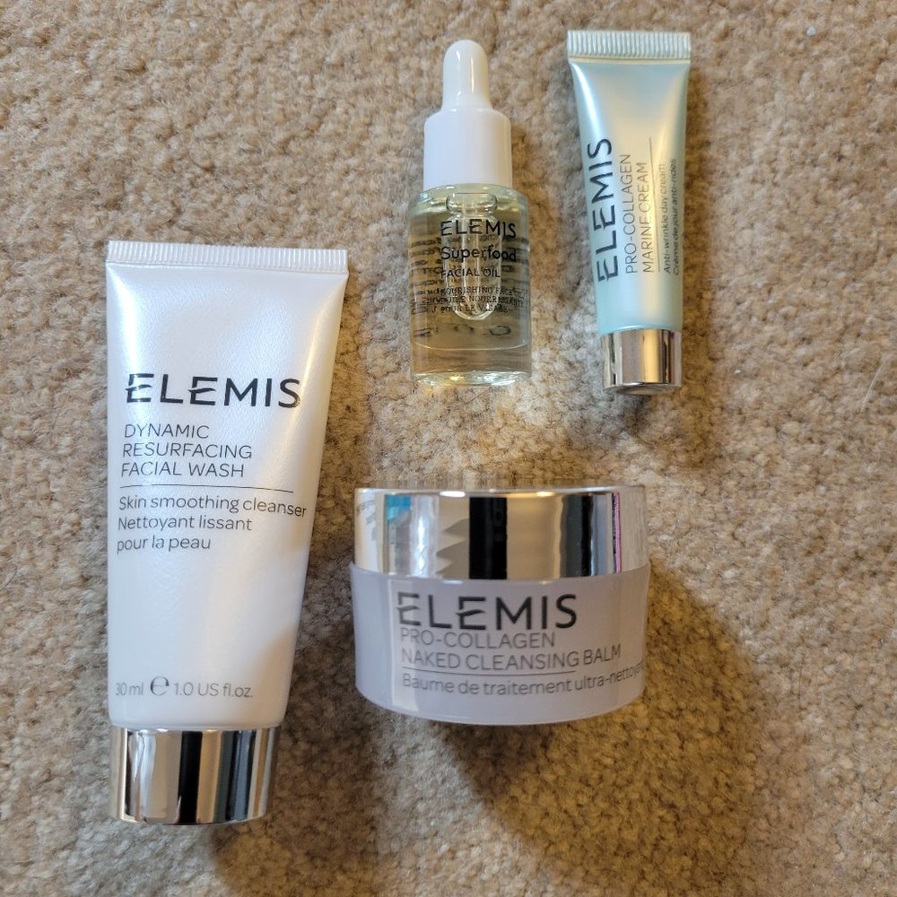 Elemis set of 4 (resurfacing face wash, cleansing balm, oil, cream)